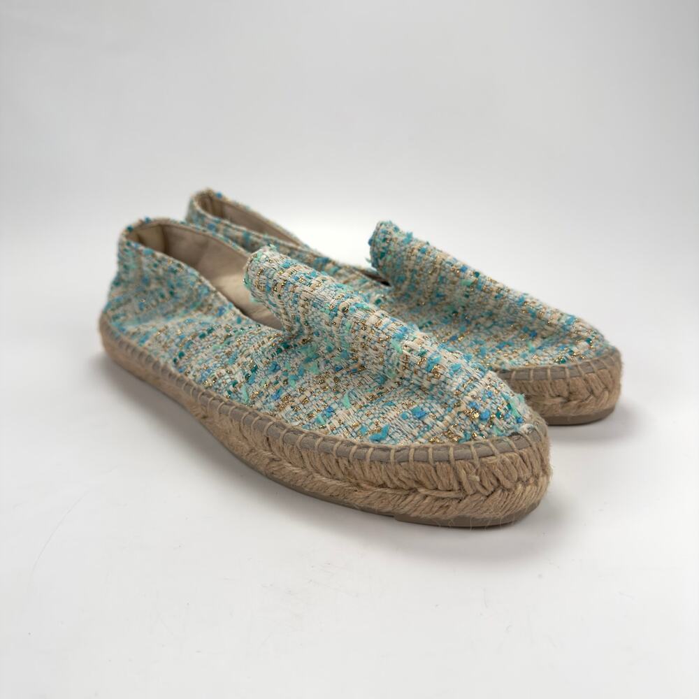 NWOT Anthropologie Manebi Tweed Espadrille Blue Flat Shoes Size US7.5 38 - Picture 11 of 12